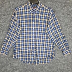 Vineyard Vines Whale Shirt‎ Mens Large Blue Yellow Plaid Long Sleeve Button Down